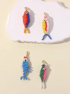Colorful Beaded Fish Lobster Clasp Pendant, Cute DIY Jewelry Accessories, Perfect for Crafting and Decoration