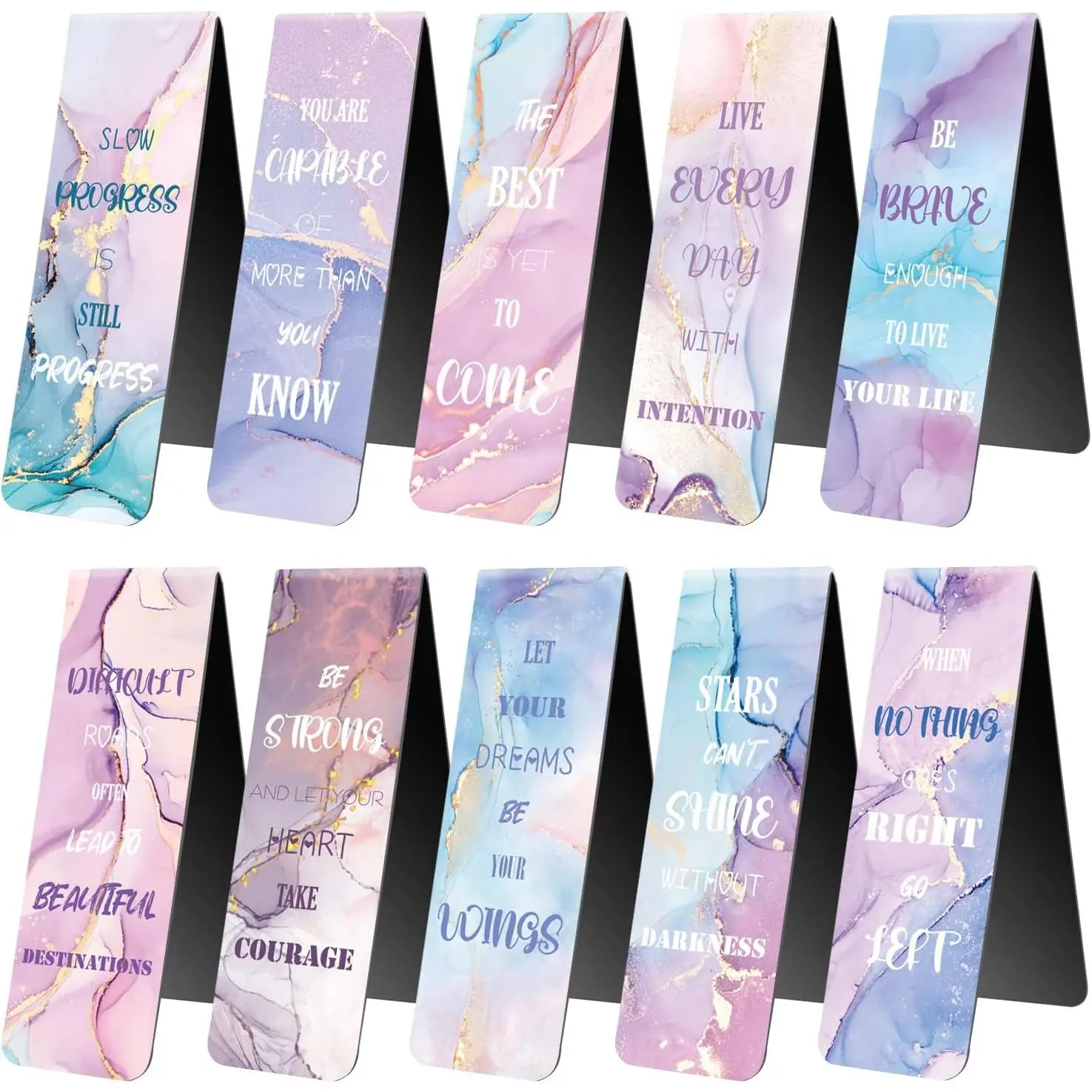10 count Inspirational Bookmarks for Women Men,  Page Markers, Assorted Book Markers for Book Lovers, Students,Teachers, Adults, , Positive Bookmarks for School Office Reading, Style C
