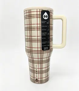HydroJug 40oz Plaid Stainless Steel Vacuum Insulated Flask with Handle & Flip Straw, Leak-Proof Insulated Travel Cup, 24H Cold Retention, Portable Sublimation Drinkware