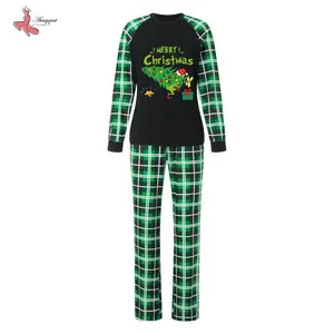 Christmas Pajamas for Woman Funny Elf Stole Tree Print Long Sleeve Tops + Trousers Set Holiday Nightwear