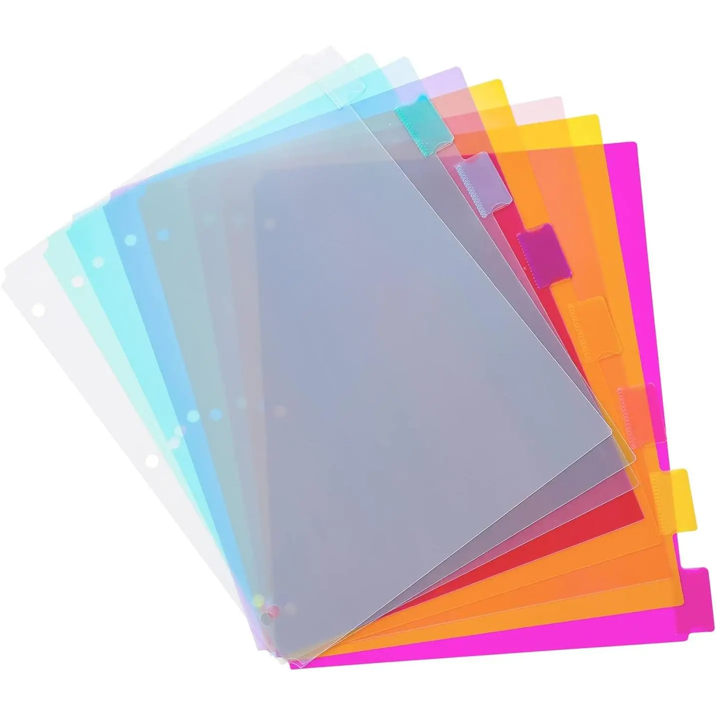 3 Sets 8-Tab Plastic Binder Dividers, 8 Tab Insertable Index Dividers for 3 Ring Binders, Letter Size, Durable, Assorted Colors, School Subject Binder Organizers