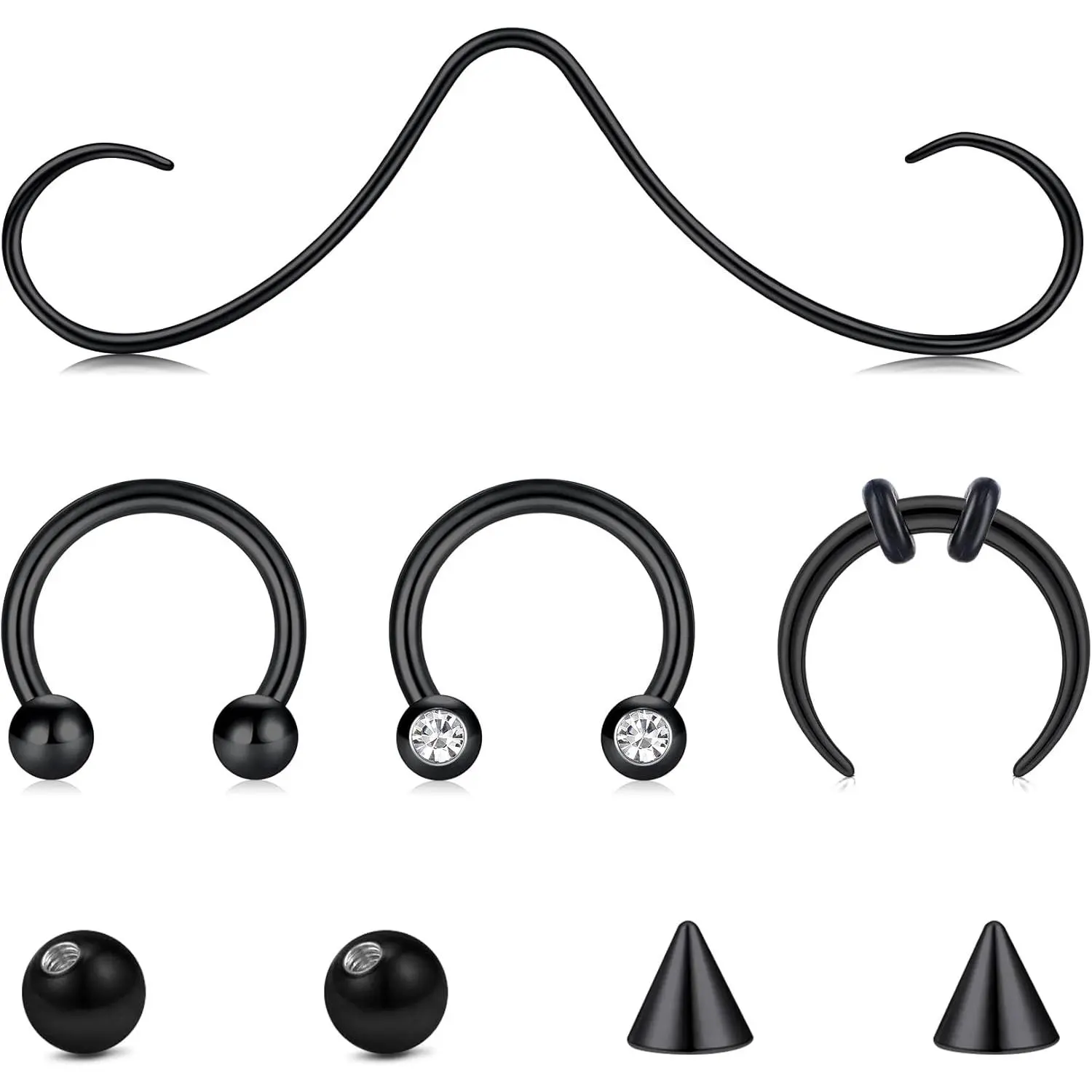 Septum Ring Septum Rings Septum Jewelry Septum Rings 16g Septum Piercing Septum Pincher 16 Gauge Septum Nose Rings Mustache Nose Ring Septum Silver Gold Black