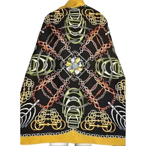 Pre-owned Gucci Iconic Logo Print Black Multicolor silk wrap scarf