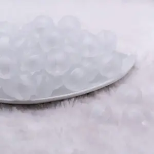 20mm White Frosted Pumpkin Shaped Bubblegum Bead