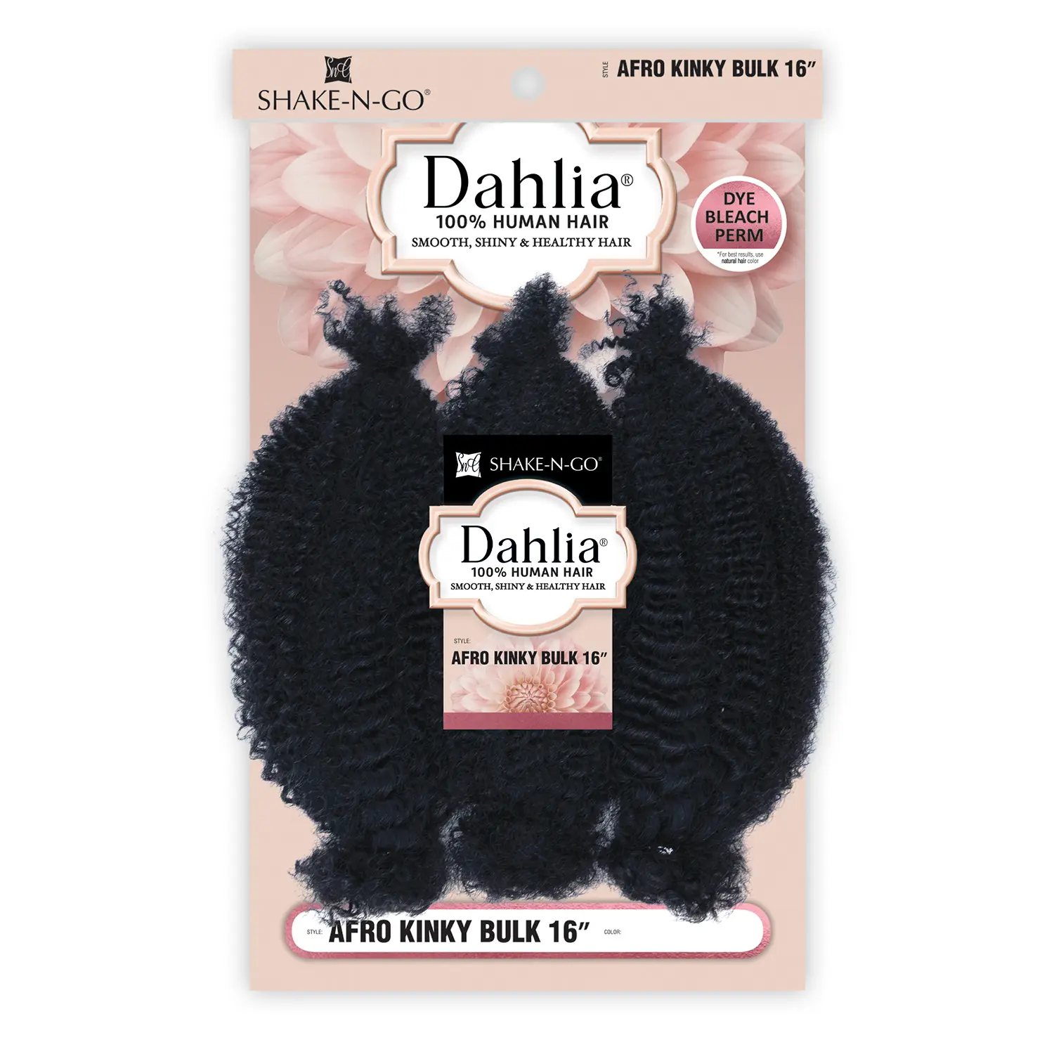 Pure Human Hair Bulk Braids - 16in Curly Healthy Hair Braiding Extensions, Dahlia Afro Kinky Texture, Dye-Bleach-Perm Friendly, Long-Lasting Durability