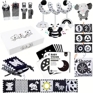 6 Sets Infant Baby Musical Stuffed Animal Toy & Wrist Rattle Sock Multi-Sensory Textures Crinkle Ring Bel Educational Development Newborn Tummy Time Toys for 0-12 Month Babies Nursery Play