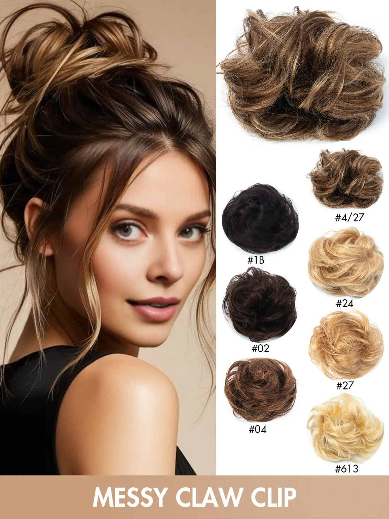 Scrunchy Scrunchie Hair Bun Extensions - Updo Hairpiece, Clip On Hairpieces, Loose Curly Wavy Curly Messy Donut Hair Chignons - Ash Blonde Chic Messy Curly Hair Chignon Claw Clip Bun Hair Extension for Women Daily Use Soft, Fluffy & Durable