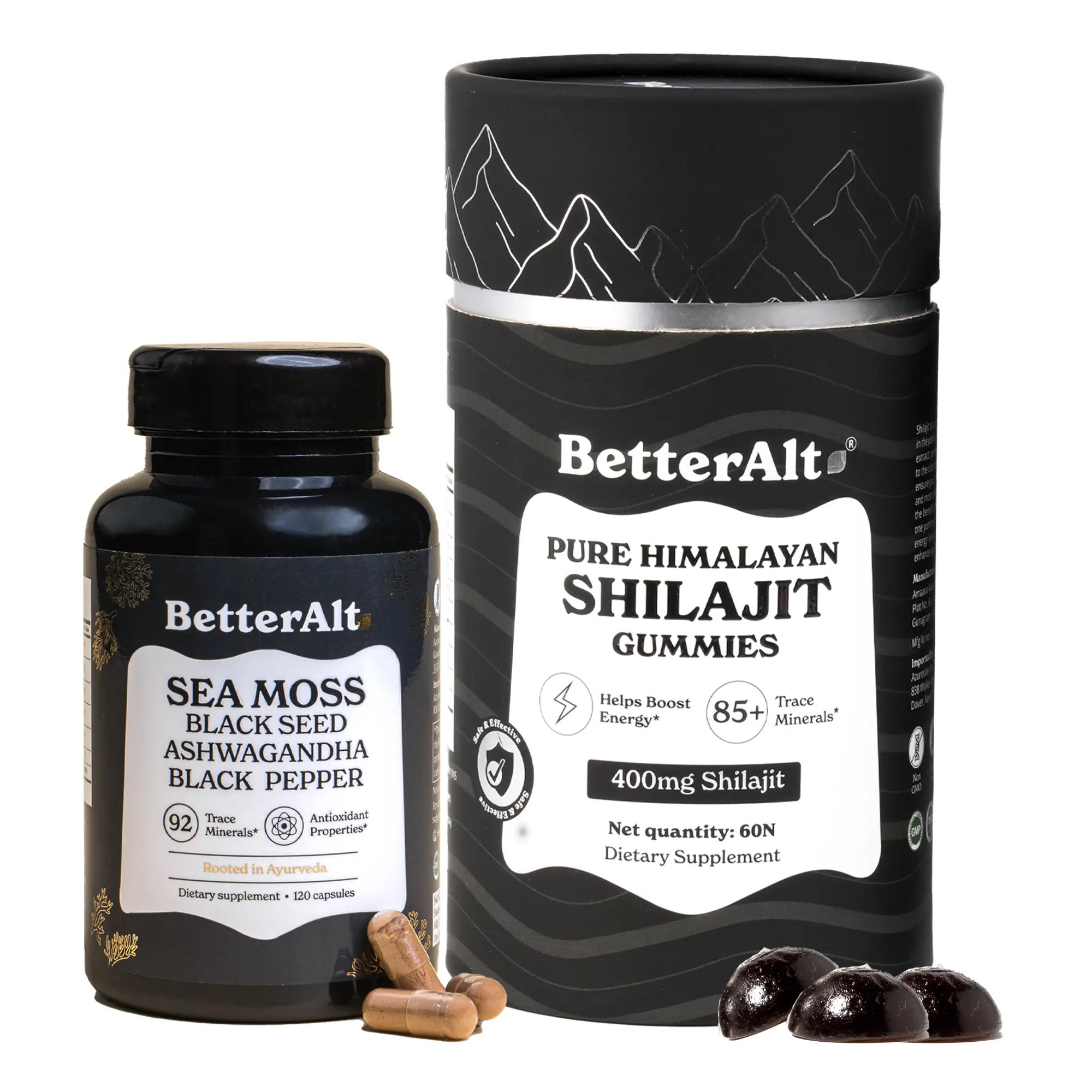 BetterAlt Endless Energy Duo | Himalayan Shilajit Resin Gummies & Sea Moss Capsu...