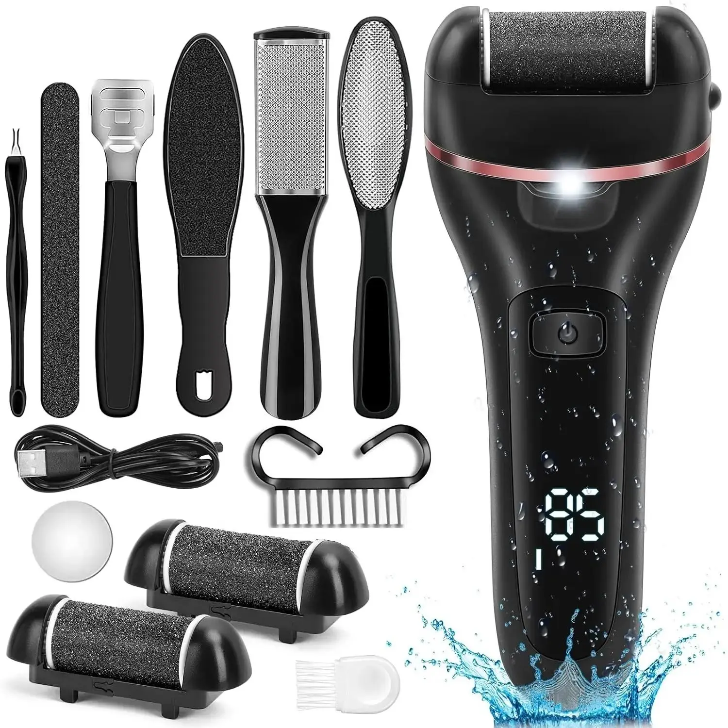 Electric Foot File, Cordless Foot File, Electronic Foot File, 1 Set Professional Foot Care Tool, Foot Dead Skin Remover, Exfoliating Callus Remover, Rechargeable Pedicure Tools for Home & Salon Use, Foot Care Product, Callus Remover Feet