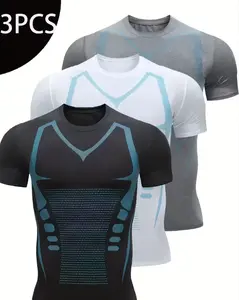 3-Pack Men's Athletic Short-Sleeve Tees - American Style, Ideal for Gym, Running & Basketball Training | Quick-Dry, Breathable & Sweat-Wicking Fabric | Workout Shirts, Casual Activewear, Training T-shirts
