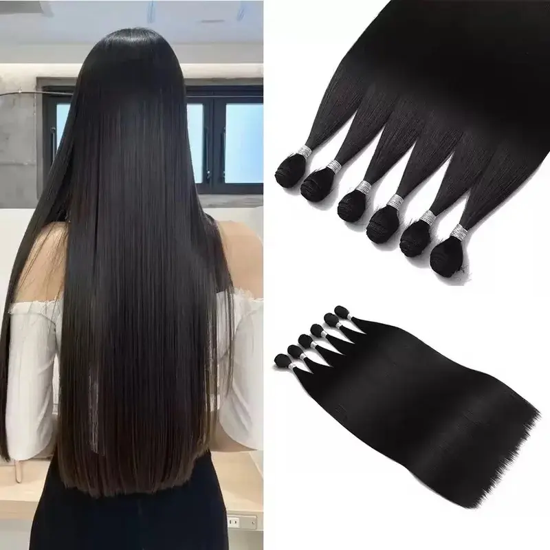 Bone Straight Hair Bundles Salon Natural Hair Extensions Fake Fibers Super Long Synthetic Yaki Straight Hair Weaving Full to End