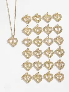 Heart Initial Necklace with Rose Jewelry Gift Box, Exquisite Jewelry Gift, Perfect for Women, Girls, Mother's Day, Anniversary, Valentine's Day, Christmas Gifts, Heart Design Necklace