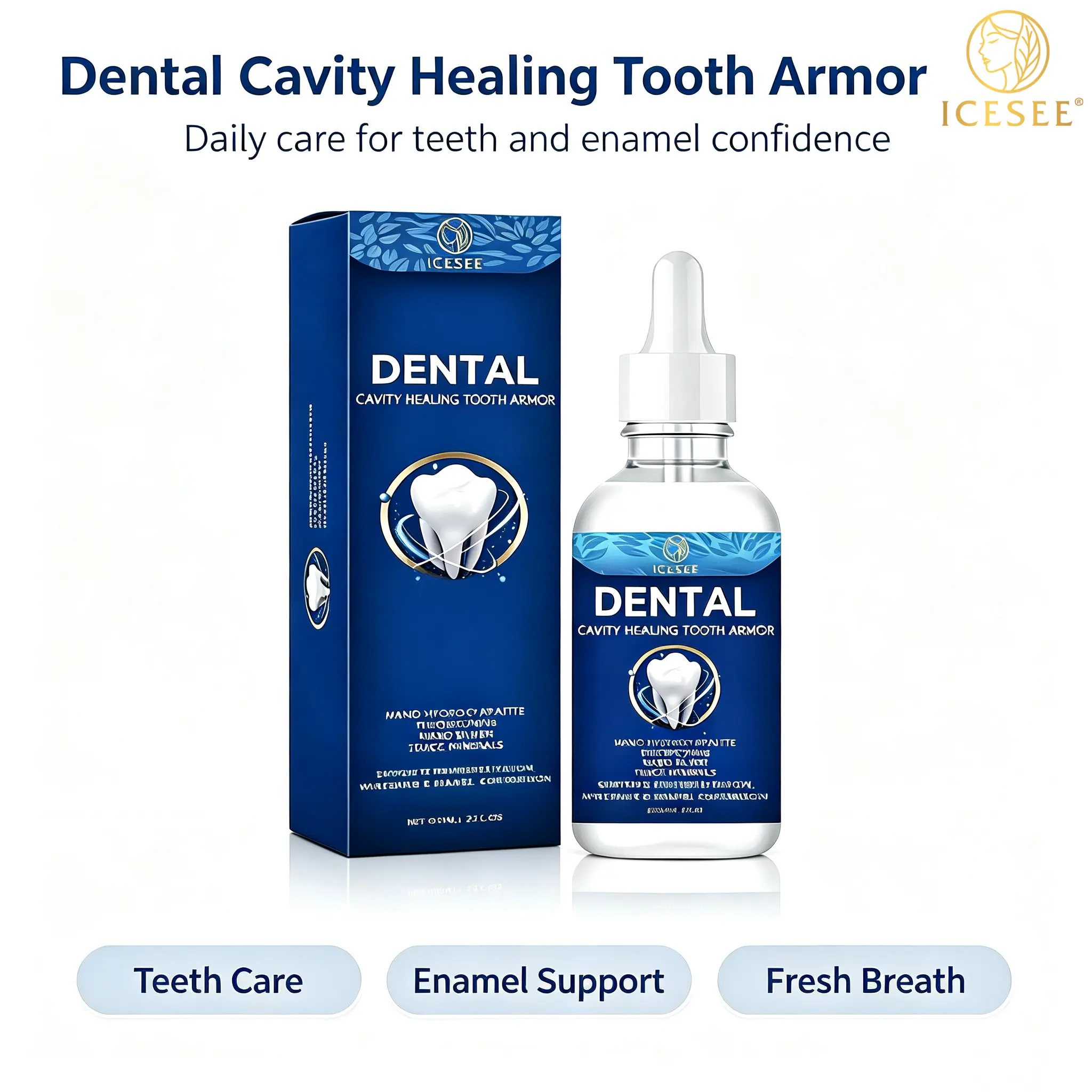 ICESEE Original Tooth Armor Liquid Drops, An-ti Cavity Enamel Protector, Fluoride-Free, Nano Hydroxyapatite Tooth Drops, Daily Drops Gentle Oral Care for Sensitive Teeth, Fresh Breath, Teeth Cleaner, Enamel Boost