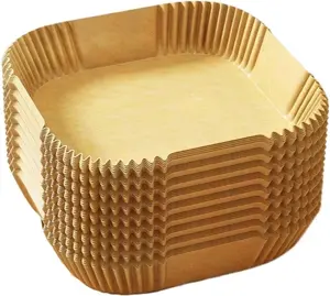 Air fryer paper mats (40 sheets) – Suitable for 3-6 quart size: Extra thick square 8-inch disposable baking paper