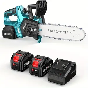 Seesii Battery Chainsaw Cordless 12 Inch, Handheld Chainsaw, 12 Inch Portable Chainsaw Battery Powered Chainsaw for Tree Wood Cutting, Including 2 * 5.0ah Battery and Charger, Ch1200