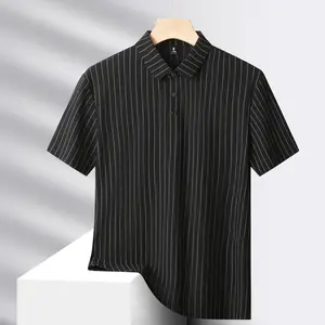 1pc Men's Striped Polo Shirt, Short Sleeve 1/4 Button, Breathable & Cooling For Business, Golf, Casual, Sports, Outdoor, Travel, Party