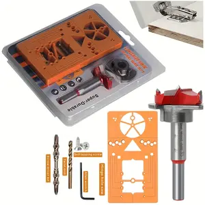 Precision Woodworking Hinge Hole Drilling Guide Set, 35mm Alloy Handheld Pocket Hole and Mortise Saw Drill Tool Kit, Portable and Easy to Use