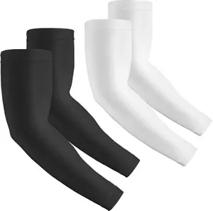 UV Protection Cooling Arm Sleeves for Men Women Youth - 2 Pairs, UPF 50+, Seamless High Stretch, Breathable & Moisture-Wicking, Tattoo Cover Up, Black & White