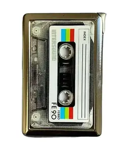 Retro Cassette Image Metal Case with Built in Lighter Retro Cassette Image Metal Case with Built in Lighter
