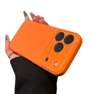 Simple solid color for iPhone 17/16/15/14/13/12 ProMax Pro Air couple phone case Comes with a built-in lens protector,Made of liquid silicone, shockproof and drop-resistant, with dopamine-inspired colors.