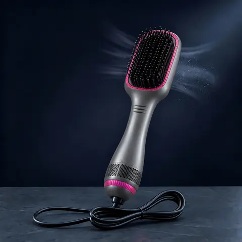 Women's 2-in-1 Negative Ion ABS Plastic Thermal Volumizing Round Brush Blow Dryer - US Plug Hair Tools, Thermal Brush Blowout Styling Tool