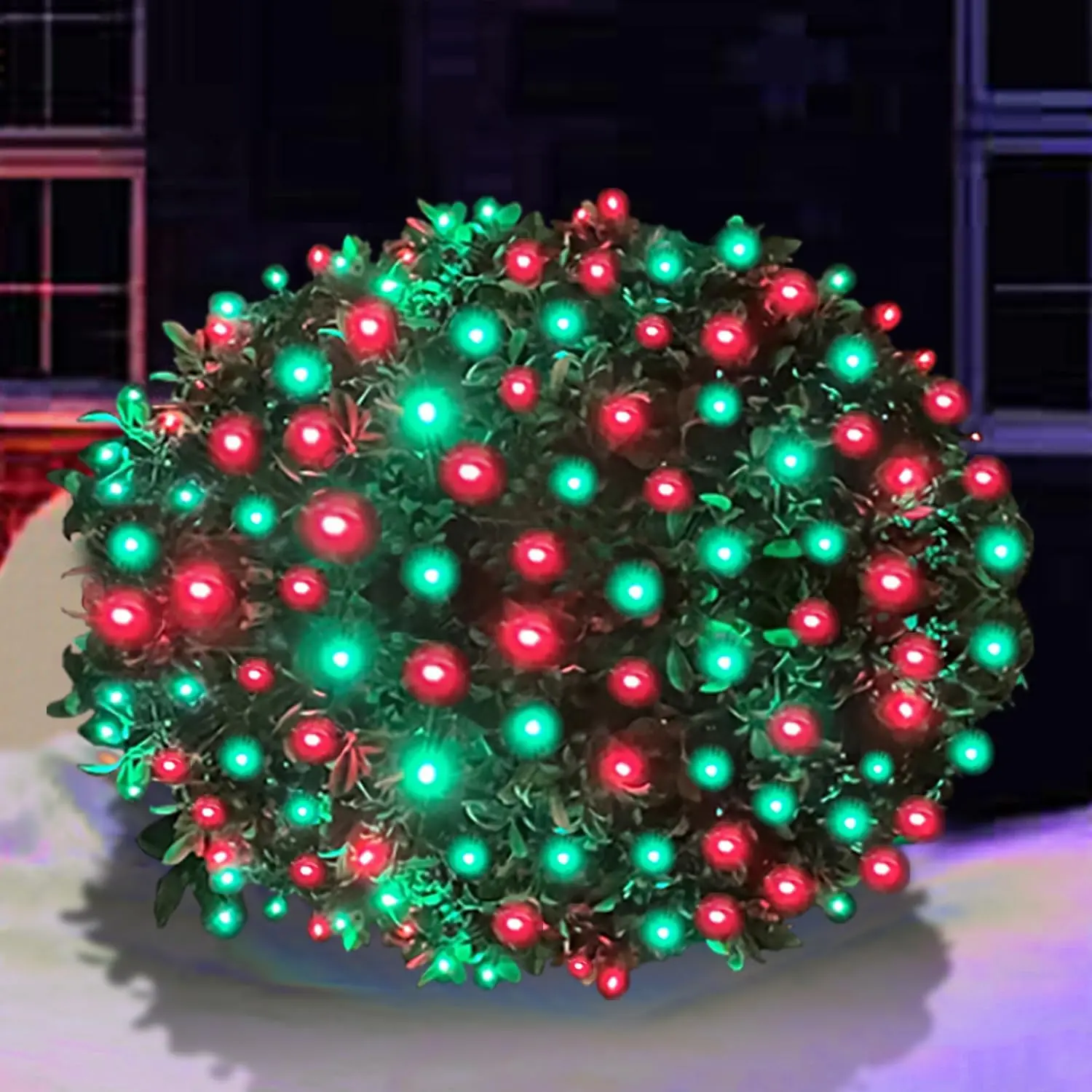 Outdoor LED Mesh Net Christmas Lights, 5ftx5ft 100LED Thick Green Wires, Connectable String Lights for Christmas Shrub, Yard Decor