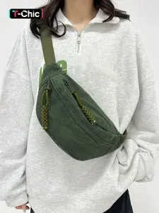 Women's Simple Plain Color Zipper Fanny Pack, Casual Fashion Multi-pocket Chest Bag, Zipper Waist Belt Bag, Zipper Bum Bag for Sports & Daily Used, Workout Fanny Pack, Waist Packs, Versatile Bag