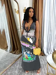 Women's Letter Print Dress, Casual Fashion Chic Sleeveless Dress for Daily Outdoor Wear, Ladies Clothes for Summer, Dresses for Women, Womenswear