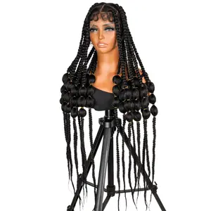 Supernova Synthetic Braided Wig with Bubble Braid Style - Long Box Braids with Curls Baby Hair, Natural Scalp Look for Women - Trendy Protective Hairpiece for Daily Wear or Special Occasions #SummerVibes