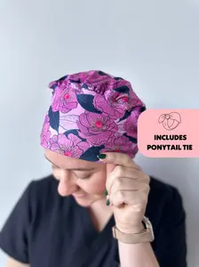 DuoStyle Scrub Hat - Magenta Floral