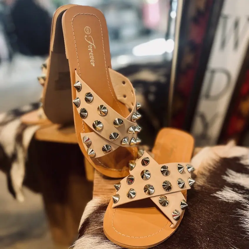 Criss Cross Spiked Stud Sandals