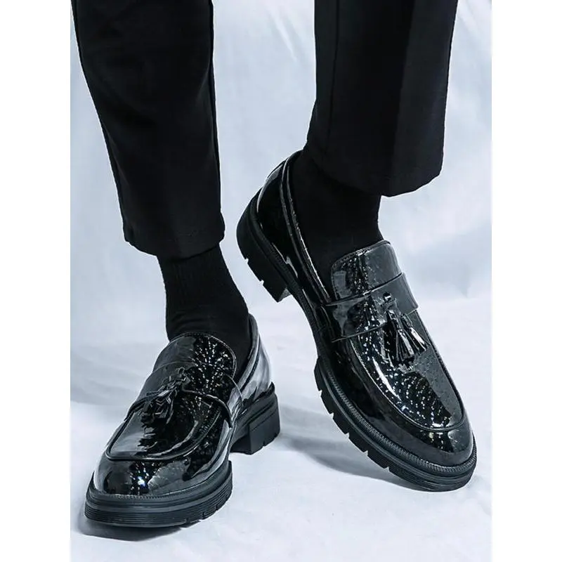 Men's Glitter Tassel Design Loafers, Fashionable Round Toe Slip-on Shoes for Party, Daily Clothing Decor for Men Men's Glitter Tassel Design Loafers, Fashionable Round Toe Slip-on Shoes for Party, Daily Clothing Decor for Men