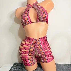 Snake Print Two-Piece Shorts Set