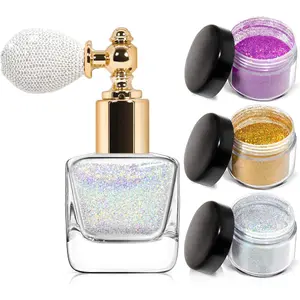 Body Glitter Spray,Sliver Gold Pink Glitter Powder,Shimmer Highlighter Loose Powder Glitter Makeup for Body Face Hair Clothes Nail Art Craft Design 3 Colors-with 1 Empty Spray Bottle