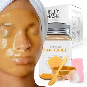 BRÜUN Jelly Mask Peel-Off 24K Gold Face Care Mask – 23 fl oz Rubber Mask Jar for 30–35 Treatments – Moisturizing Spa Gel Mask for Men & Women