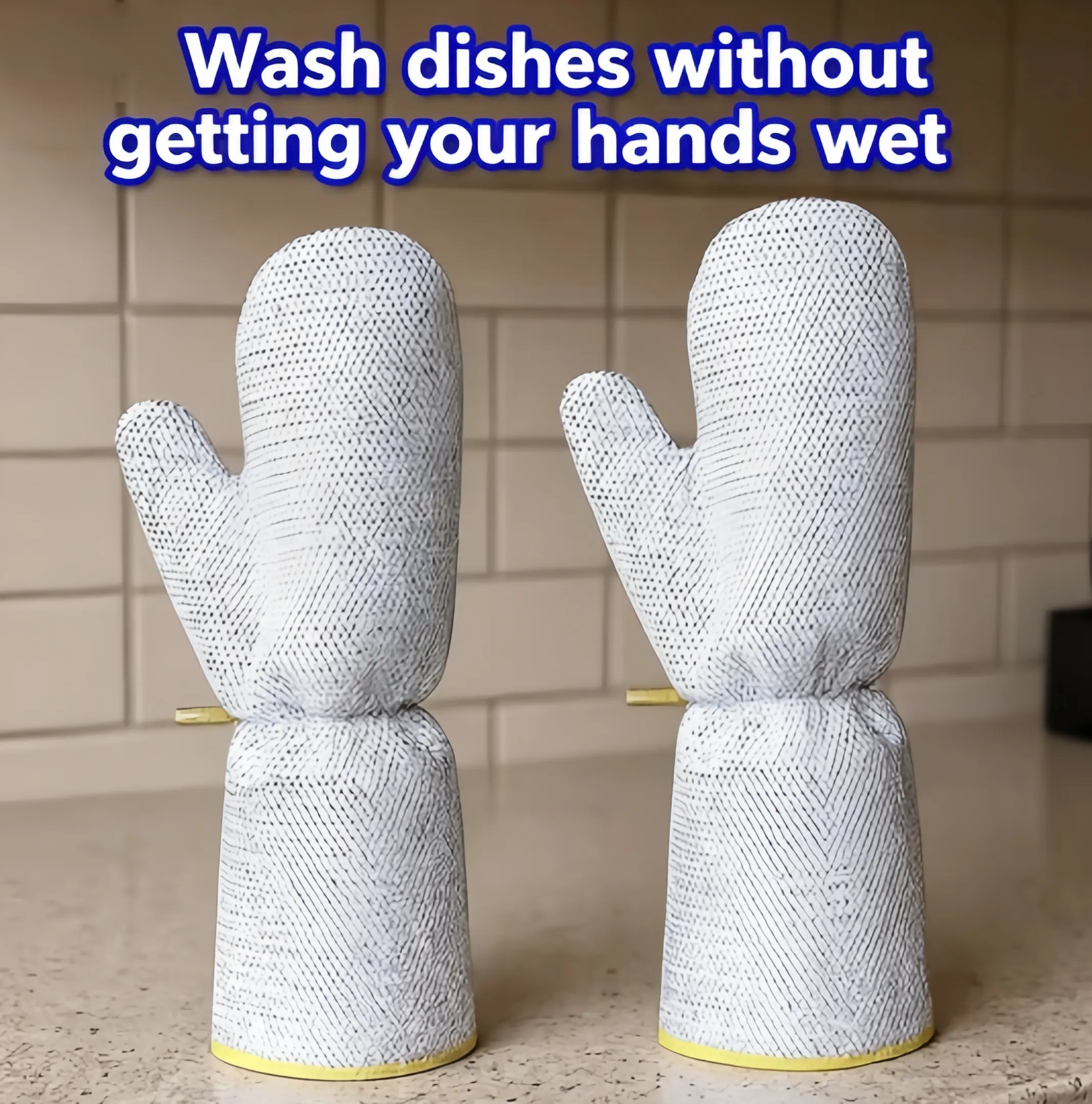 2 Pack Long Steel Wire Dishwashing Gloves - No More Cold Hands This Winter! Scrub Dishes & Pots Effortlessly