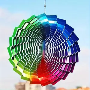 3D Wind Spinners Home Garden Decor, 12 Inch Rainbow Style Spinner, 360 Degree Rotating Hook, Perfect for Outdoor Gardens & Porches