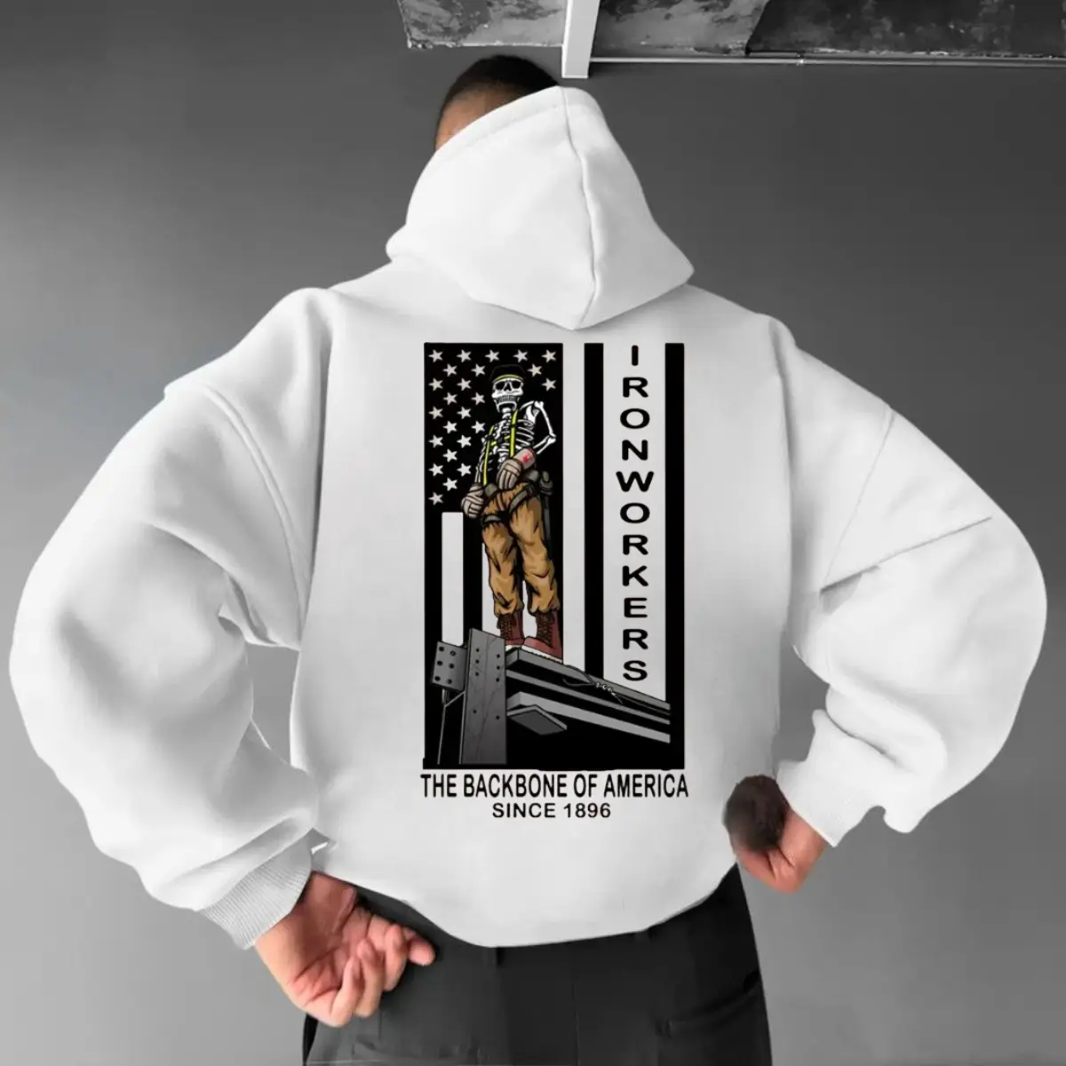 Ironworkers Graphic Tee & Hoodie – The Backbone of America Streetwear Shirt 100% Cotton Poly Blend Unisex Workwear Skull Print