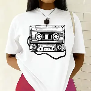 Retro Cassette Tape T-Shirt, 80s and 90s Nostalgic Graphic Tee, Music Lover Gift for Her