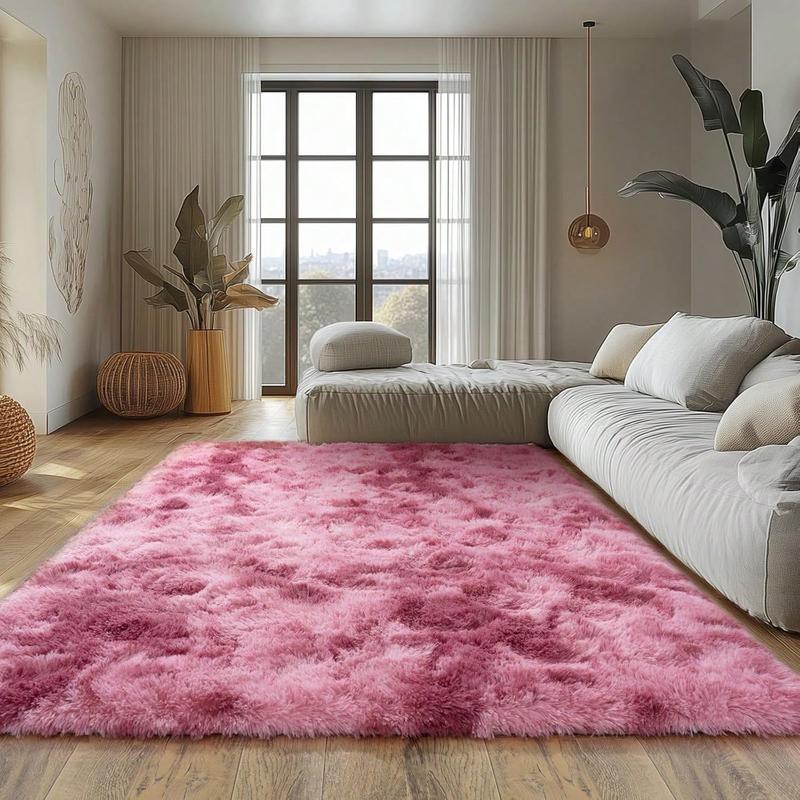 AAFKK Soft Shag Rugs For Bedroom, Tie-dye Dark Red  Fluffy Shaggy Rugs For Living Room Nursery, Luxury Modern Plush Carpet Girls Boys Kids Room Dorm Indoor Home Decor, Upgrade Non-Slip