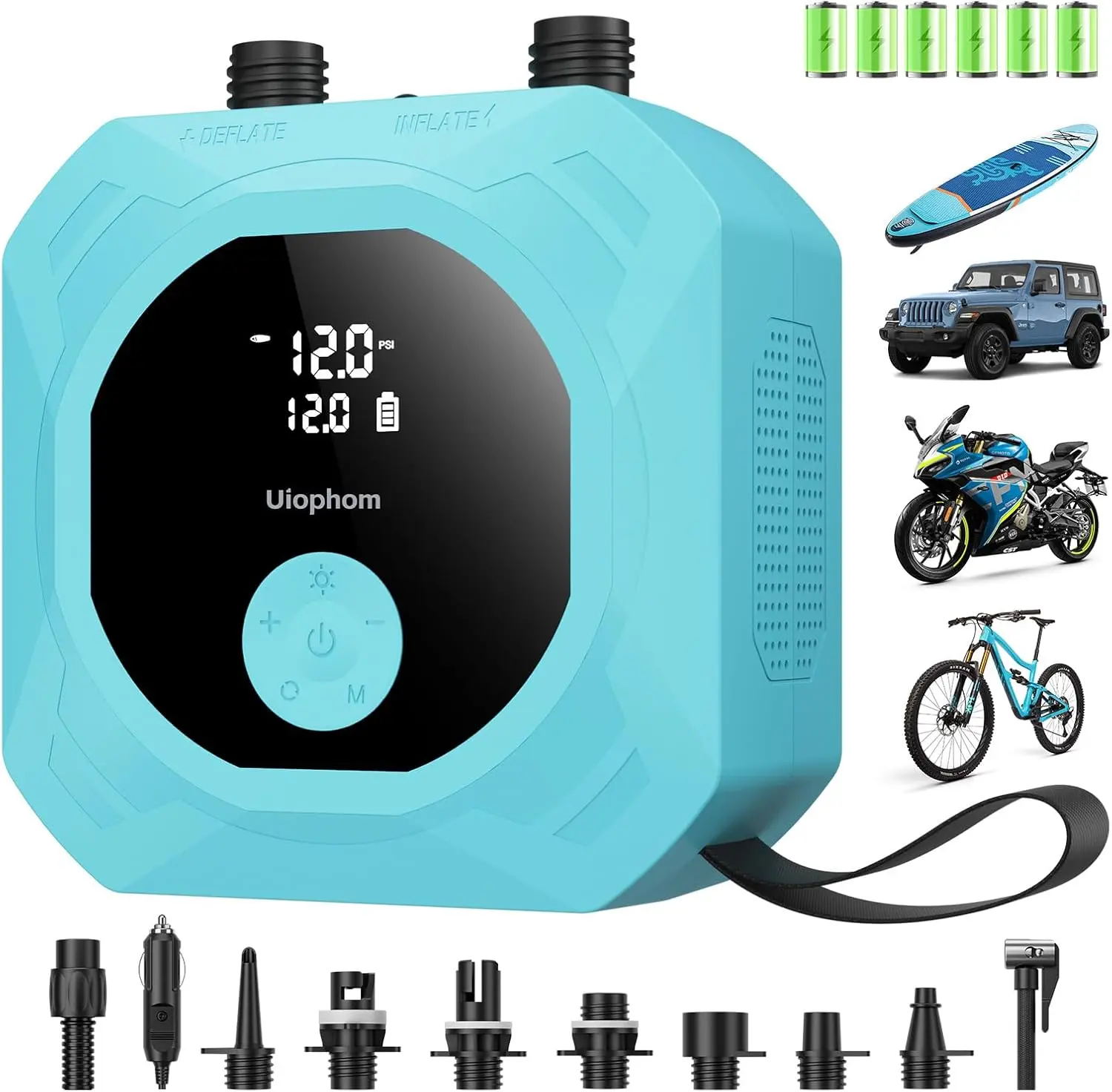 KOATLIFE 50PSI Paddle Board Electric Pump, Rechargeable SUP Pump 15,600mAh, Intelligent Dual Stage Inflation & Deflation, Auto-Off for Stand Up Paddle Boards, Car Tires, Boats, Surfing Kite, Tent