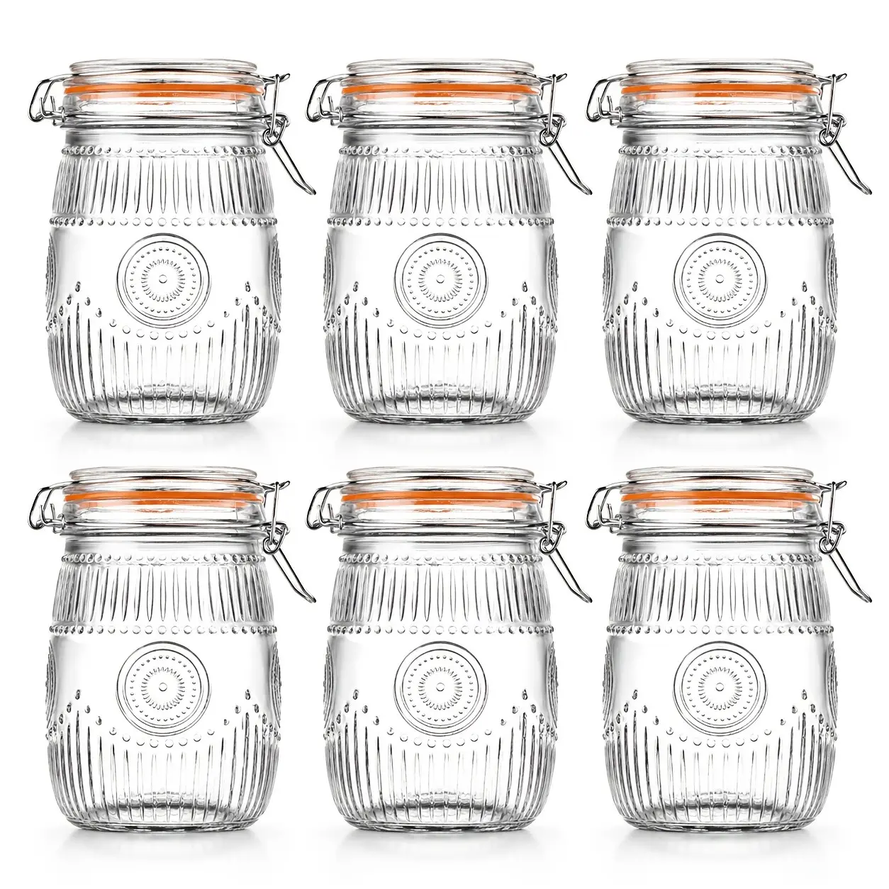 6PACK 32Oz Glass Mason Jars with Airtight Lids, Wide Mouth Canning Jars with Clip Top Lids for Kitchen Storage Pickling Salad Jams Coffee Beans,Kitchen Utensils & Gadgets Preserving Container