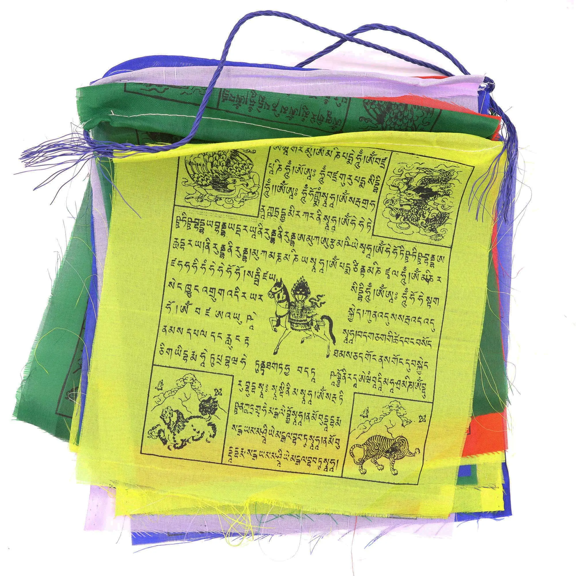 Wind Horse Tibetan Prayer Flags Lung Ta 8" x 8" x 16 Feet
