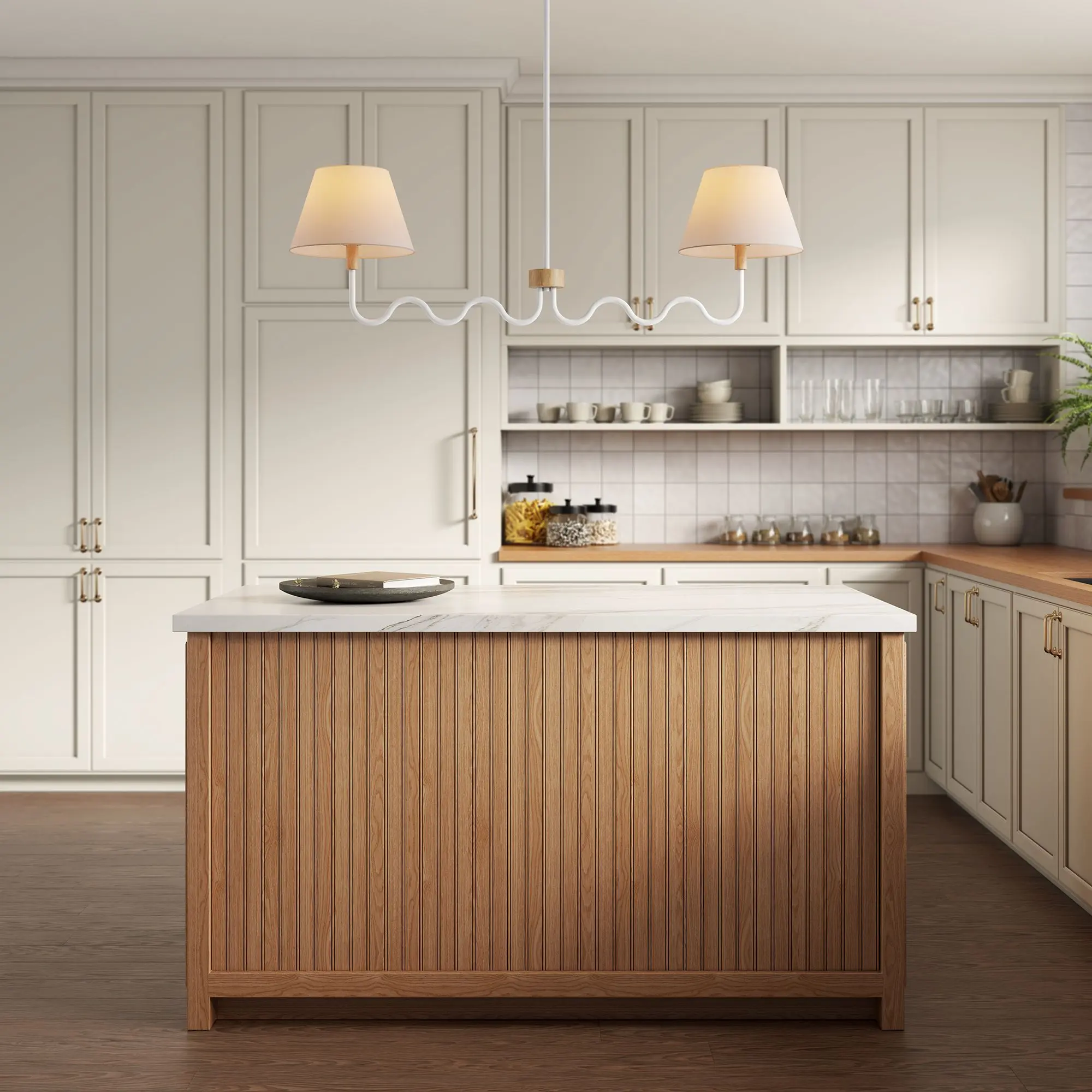 Sunlit Squiggle 2-Arm Pendant Light in Natural White