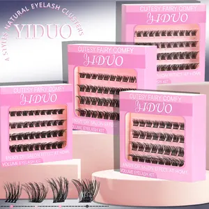 4 Styles Lashes Extension Clusters Kit, Studio Lash Effect, Volume/ Mega/ Full/ Bottom Eyelash Clusters Extensions with Everything You Need for Beginners and Proficient, DIY at Home Easily Extension Soft comfortable Lightweight Easy Apply, Salon