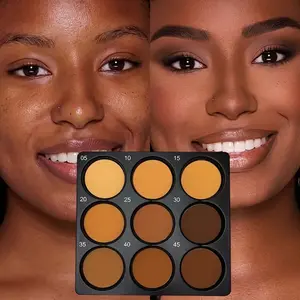 9 Color Contour Concealer Palette, Matte Waterproof Sweatproof Oil Control, Natural 3D Makeup Effect, Full Coverage Shade, Buildable Coverage