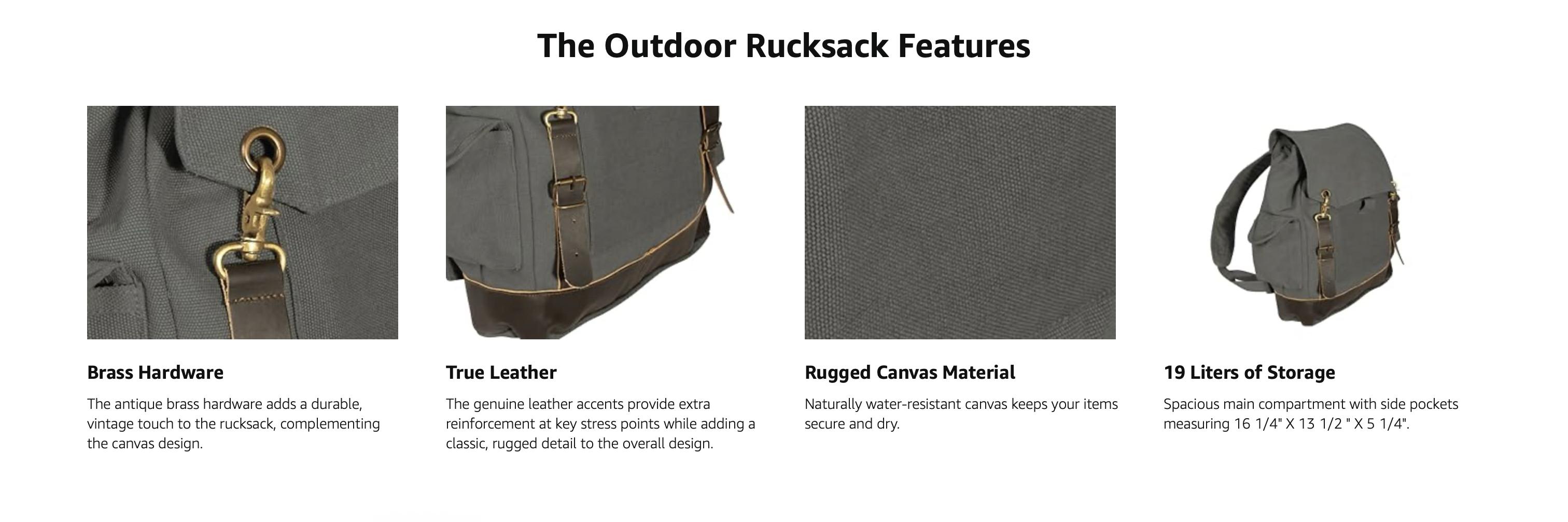 Rothco Vintage Expedition Rucksack - Classic Canvas Backpack for Everyday Adventures, Top Grade Water-Resistant Canvas, Spacious Compartment, Comfortable Straps