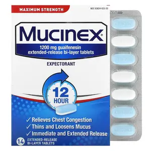 Mucinex 12 Hour Chest Congestion, Maximum Strength, 1,200 mg, 14 Extended-Release Bi-Layer Tablets
