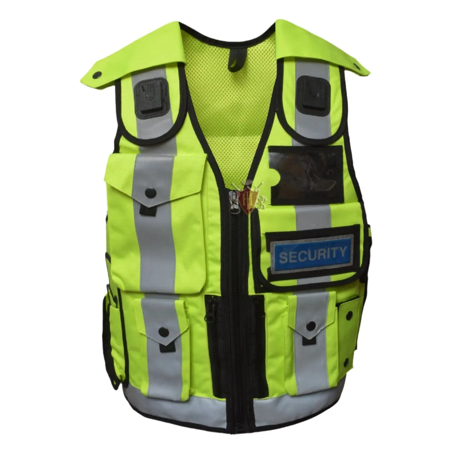 Unisex Adult Hi-Viz Cordura Sleeveless Green Work Safety Vest - Windproof Insulated Winter Vest with Reflective Tape, Zipper, Adjustable Ample Storage Pockets, Tactical Accessories for Security Dog Handlers