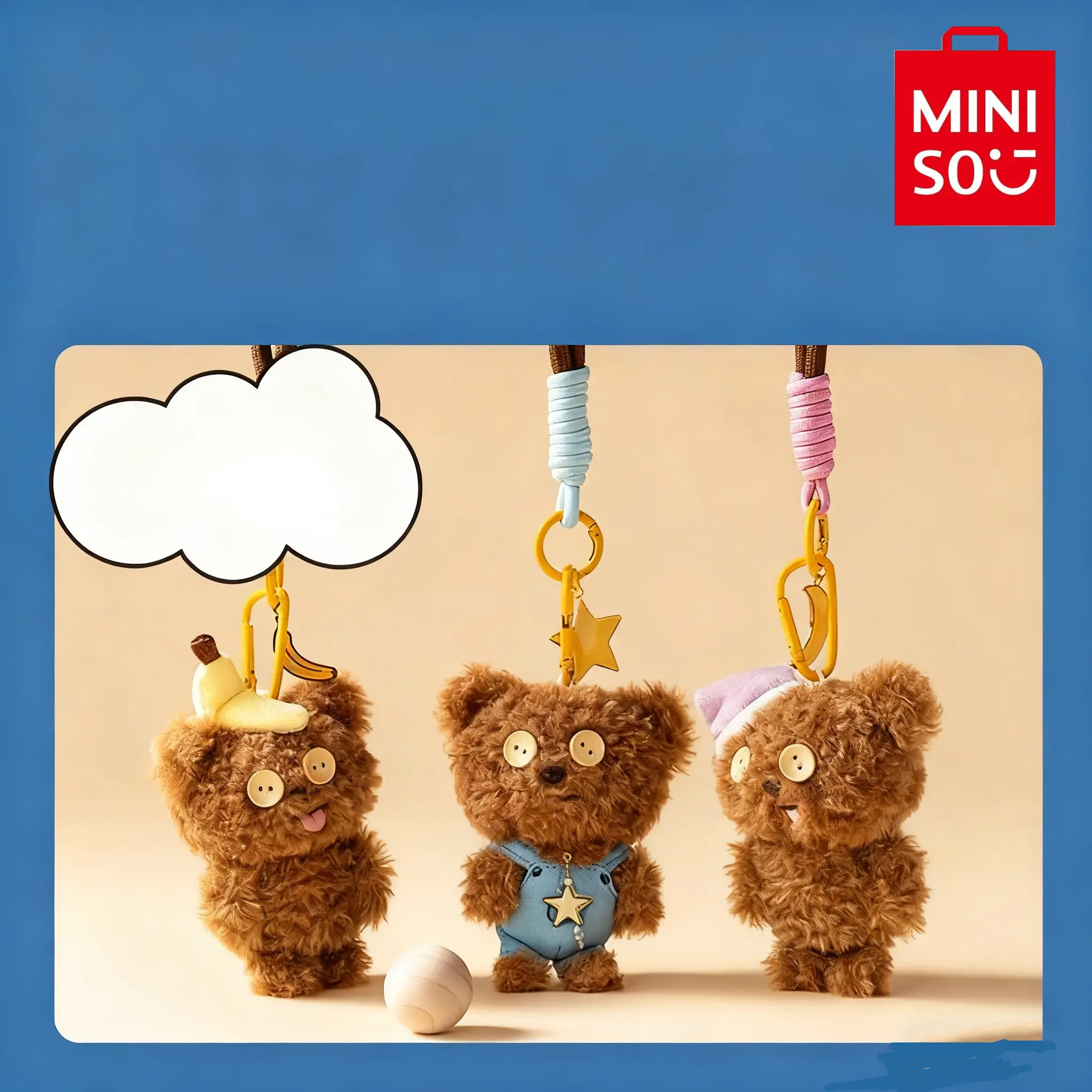 MINISO Bob + Tim Series Tim Plush Keychain - Cool Keychains, Compact Sleepy Hat Cute Styles Key Ring Accessory, Soft Stuffed Bag Charm, Collectible Toy, Ideal Gift for Fans, Daily Use Item